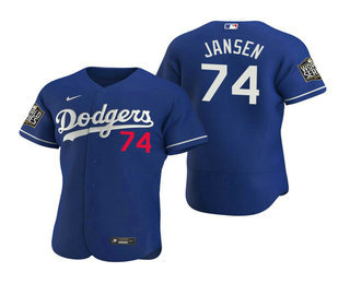 Men Los Angeles Dodgers #74 Kenley Jansen Royal 2020 World Series Authentic Flex Nike Jersey->los angeles dodgers->MLB Jersey